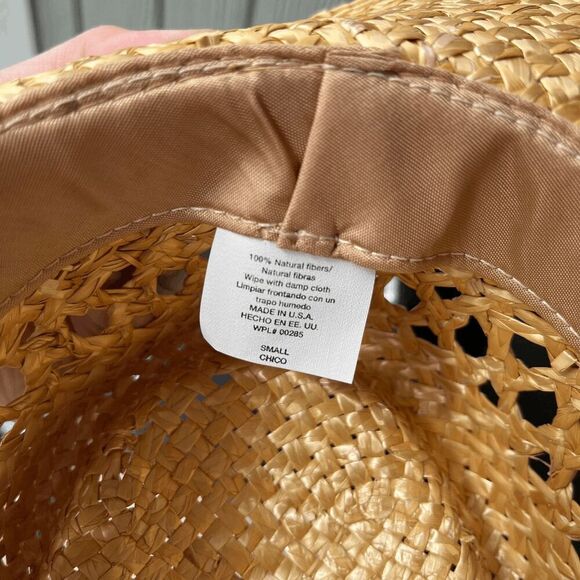 Vintage Woven Straw Hat Small USA Made Red Band Western Boho Summer CHCO WPL - Picture 7 of 10